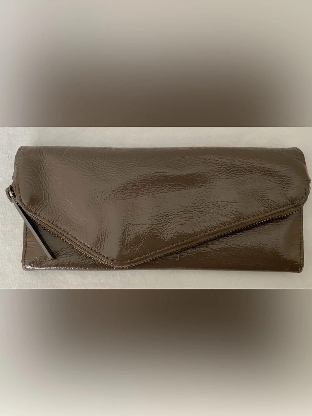 Hobo International GLAZED TAUPE LEATHER CLUTCH WALLET BAG Purse VGC